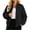 Black, variant on Zpanxa Bomber Jacket Women Short Plus Size Zip Up Stand Collar Casual Coat with Pockets Army Green 4XL