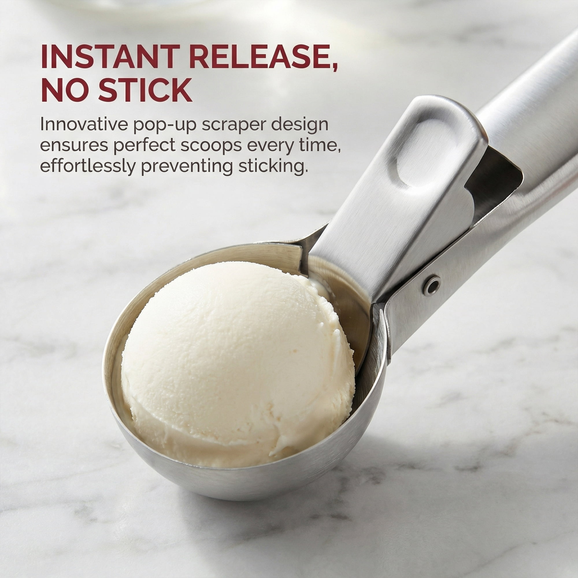 Unique Bargains Stainless Steel Ice Cream Scoop with Durable Handle Silver1 7.2in