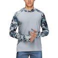 thumbnail image 3 of Camo Print Sun Hoodie for Men with Mask UPF 50+ Fishing Blouses Long Sleeve UV Rash Guard Cooling Lightweight Hoodies Light Gray XL, 3 of 5