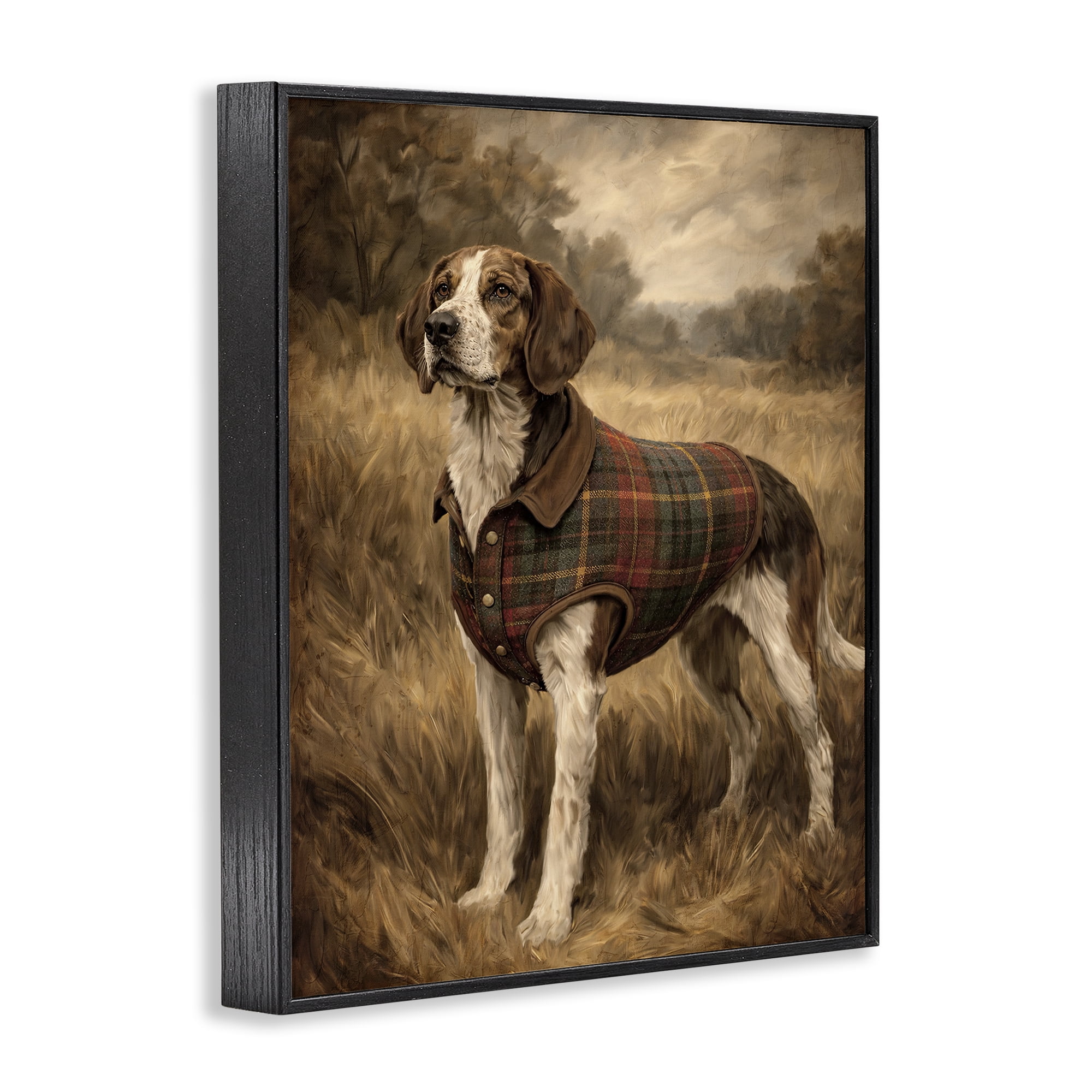 Stupell Industries Hunting Days Plaid Jacket Hound Black Framed Giclee Art, design by Kim Allen