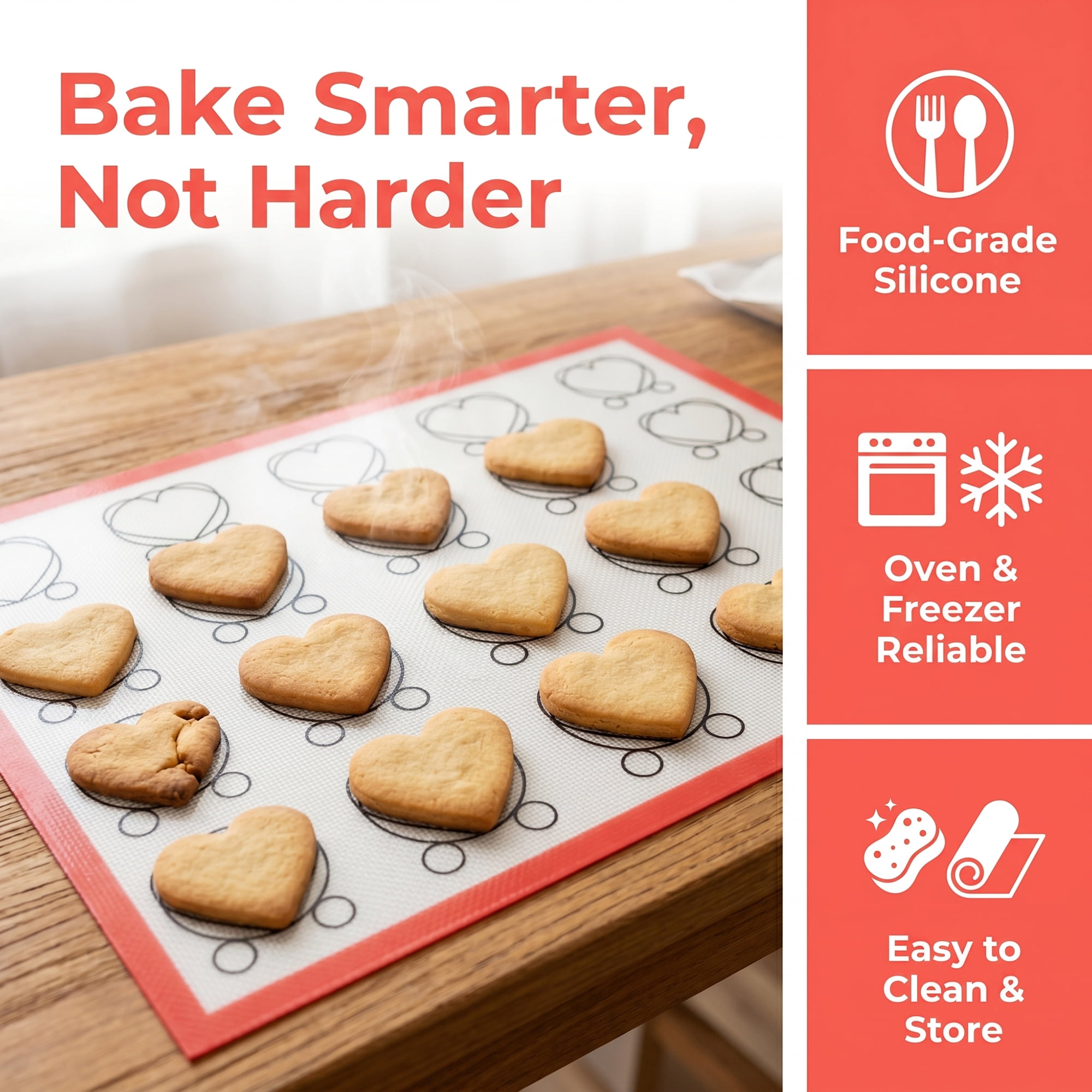 Unique Bargains Silicone Non Stick Macarons Baking Mat with Circles Pink 16.5"x11.6"