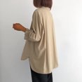 thumbnail image 5 of Stamzod Spring Tops for Women Fashion Solid Color Summer 3/4 Sleeve Button Up Shirt Women Plus Size Casual Cotton Shirts for Women Khaki XXL, 5 of 5