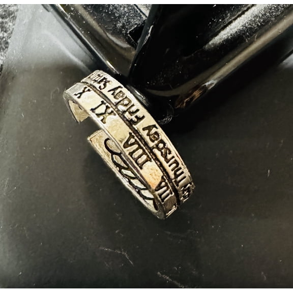 Punk Style Adjustable Roman Numeral 925 Sterling Silver Plated Open Cuff Men Women Finger Ring