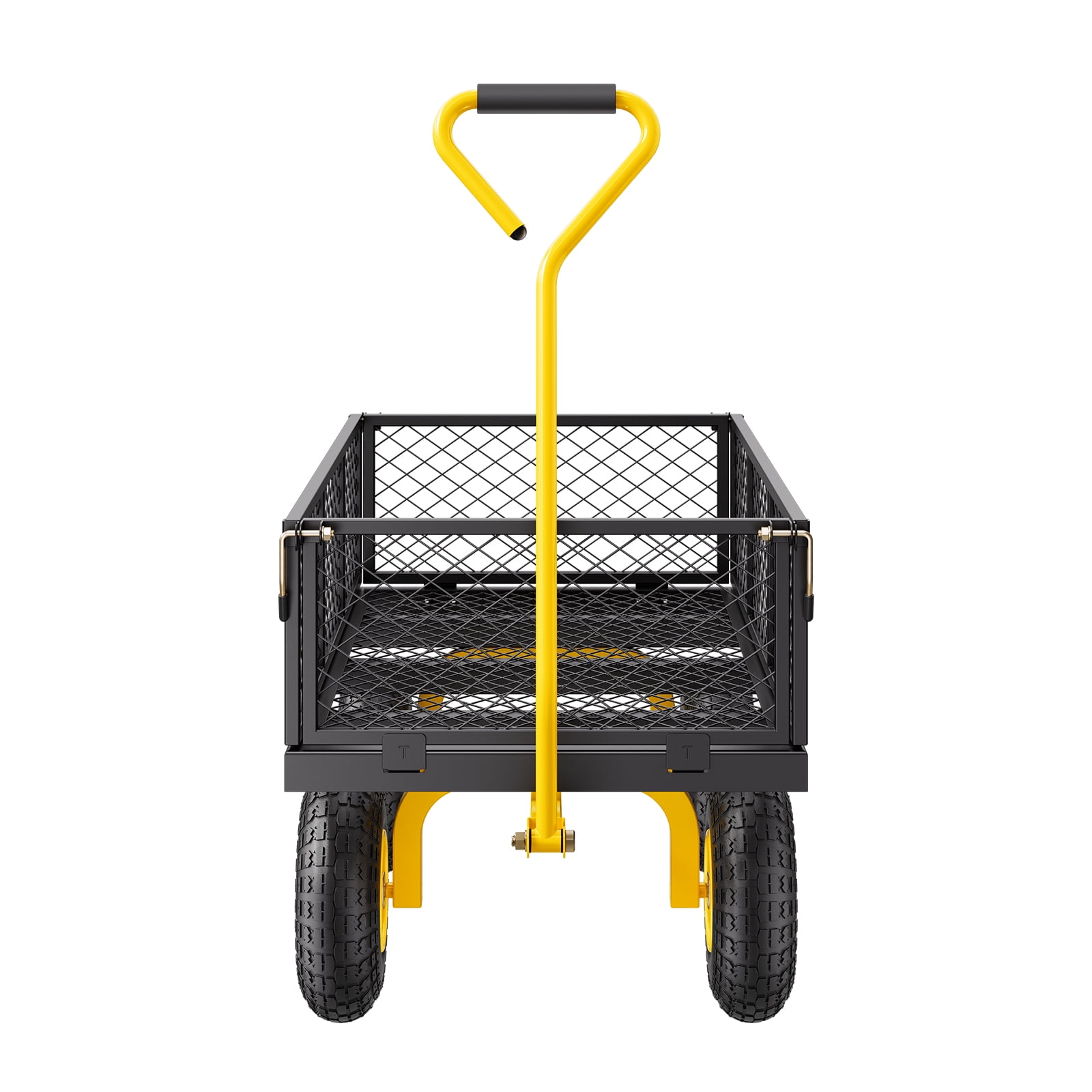 900 Lbs Heavy Duty Steel Garden Cart, Garden Wagon Cart on Wheels, Outdoor Metal Yard Utility Wagon Carts with 10" Tires and Mesh Removable Sides(Convert to Flatbed) and 180°Rotating Handle