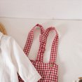 thumbnail image 5 of Infant Baby Boys 2 Piece Formal Fall Outfit, Long Sleeve Shirt Gingham Suspender Pants Gentle Suit For Wedding First Birthday Party for 3 6 9 12 18 Months,Red,3-6 Months, 5 of 9