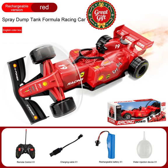 RC Formula Racing Car with Spray Effect, High Speed Remote Control Race Vehicle with Rechargeable Battery, Kids Electronic Racing Toy, Christmas Birthday Holiday Gift for Boys Girls Ages 6