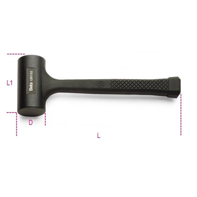 Peerless Hardware 013910135 1391 35 mm. Dead-Blow Hammers Covered Rubber