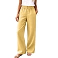 thumbnail image 2 of BUIGTTKLOP Womens Pants Summer Dressy Boho Wide Leg Pants Flowy Straight Leg Trouser Beach Travel Vacation Outfits, 2 of 6
