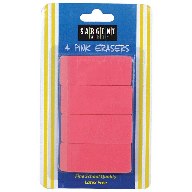 (24 PK) LARGE PINK ERASER PACK 4 PER PK
