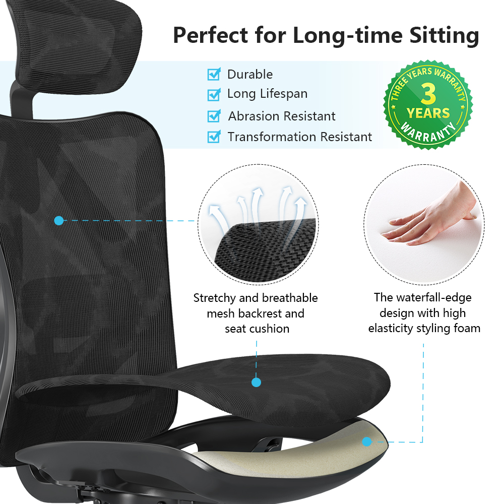 Sihoo M57 Ergonomic High-Back Mesh Office Chair, Black photo 5