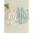 thumbnail image 3 of Loicainy Toddler Baby Girl Summer Outfit 6 12 18 24 Months 2T 3T 4T Casual Decorative Flower Design Sleeveless Tops and Shorts 2 Pcs Clothes Set, 3 of 9
