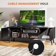 thumbnail image 7 of TINKLE WELL TV Stand for 55-60 Inch TVs, 3-Level Adjustable Shelf with 2 Storage Cabinets, Soft-Hinge Handle Doors, and Wooden Media Console for Living Room or Office, Black, 7 of 7