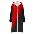 thumbnail image 3 of Womens Long Length Hoodies Fashion Colorblock Hooded Sweatshirts Zip Up Long Sleeve Cardigan Pockets Drawstring Coat Oversize Warmth Jackets, 3 of 5