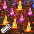 thumbnail image 1 of Luces de bruja LED decoraciones de Halloween, 8 piezas de sombrero de bruja brillante colorido con control remoto, luces de cadena de Halloween de bruja impermeables multicolores, 1 of 5