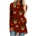 thumbnail image 1 of Tops Para Mujer Camisas de Manga Larga Otoño Casual Cuello Redondo Blusa Suelta Estampado de Navidad Odeerbi ODB150348, 1 of 5