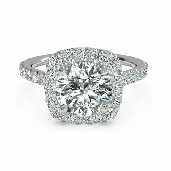 Brilliant 2.00 Cts Round Cut Moissanite Diamond Ring , Engagement Ring ,18K White Gold Plated Wedding Ring, Anniversary Ring, Jewelry Ring for Her