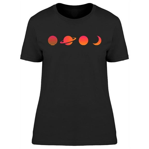 Retro Sunset Planets Design T-Shirt Women -Image by Shutterstock, Female 3X-Large
