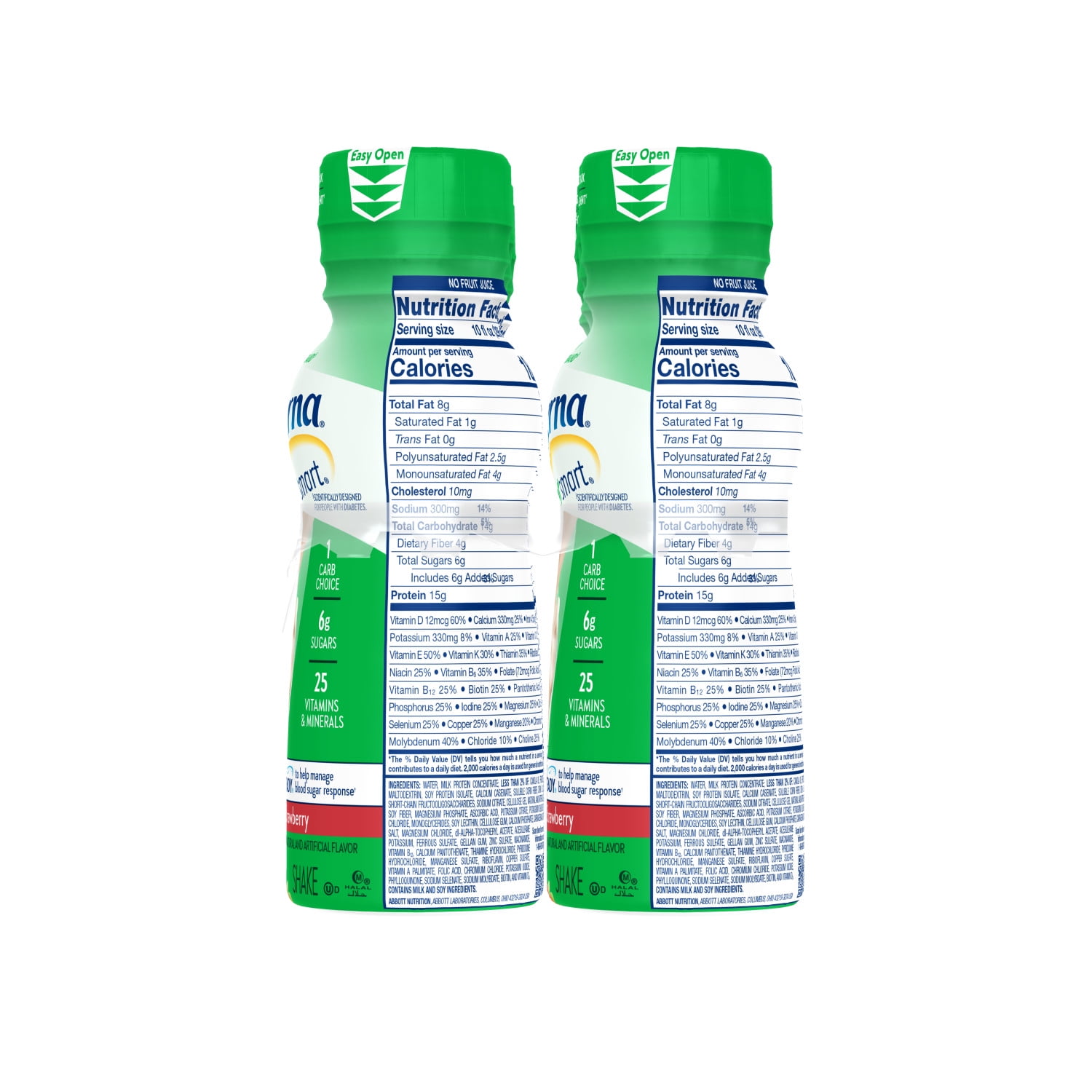 Glucerna Hunger Smart Diabetes Care Shake, Classic Strawberry, 10 Fl Oz, 24 Pack