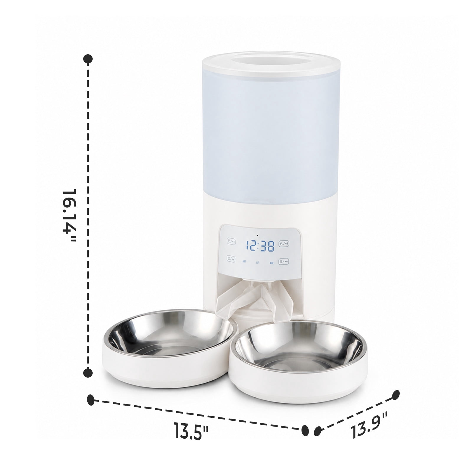 Alvantor 6L Automatic Cat Feeder, imed Cat Food Dispenser with 2 Stainless Bowls, Supply 10S Voice Recorder, Dual Power, Dual Pet Feeder for Cats and Dogs