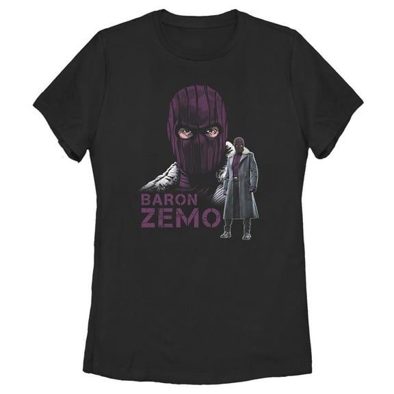 Women's Marvel The Falcon and the Winter Soldier Mask of Baron Zemo Graphic Tee Black Small