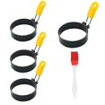 thumbnail image 1 of 4 Pcs Round Professional Pancake Mold, Egg Cooker Rings For Cooking, Non Stick Round Egg Ring Mold For Fried Egg, Pancakes, Sandwiches A, 1 of 5