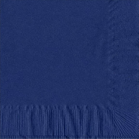 600 - (12 Pks of 50) 2 Ply Plain Solid Colors Luncheon Dinner Napkins Paper - Navy Blue