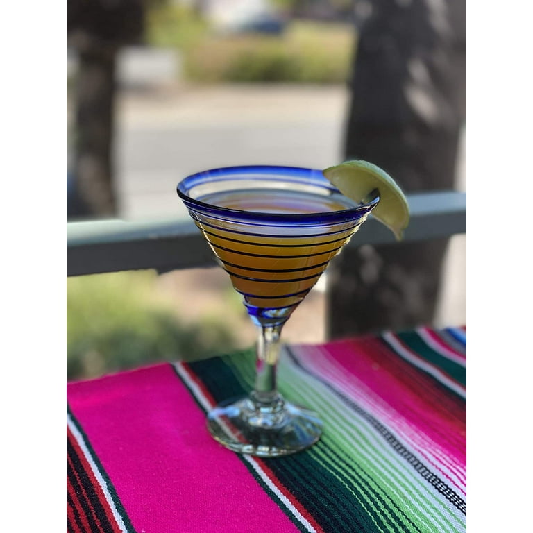 The Wine Savant Mexican Design Hand Blown Margarita Glass – Set of 4