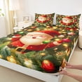 thumbnail image 3 of jejeloiu Cute Santa Claus Full Size Sheets,Merry Christmas Bed Sheets,Xmas Balls Tree Sheet Sets For Girls Boys,Lightweight Room Decor,4pcs, 3 of 7