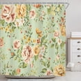 thumbnail image 2 of Retro Flower Shower Curtain for Bathroom Decor 72Wx72H Rustic Floral Blooming Vintage Pink Yellow Peony Rose Green Leaves Plant Art Printed Fabric Polyester Waterproof 12 Pack Plastic Hooks, 2 of 6