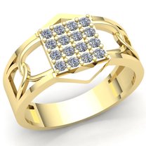 Real 0.33carat Round Cut Diamond Mens Modern Engagement Anniversary Ring Solid 14K Rose, White or Yellow Gold FG VS