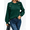 Green, variant on Women's Diamond Cable Knit Sweater, Shoulder Gold Button Crew Neck Puff Long Sleeve Loose Casual Pullover Jumper Tops