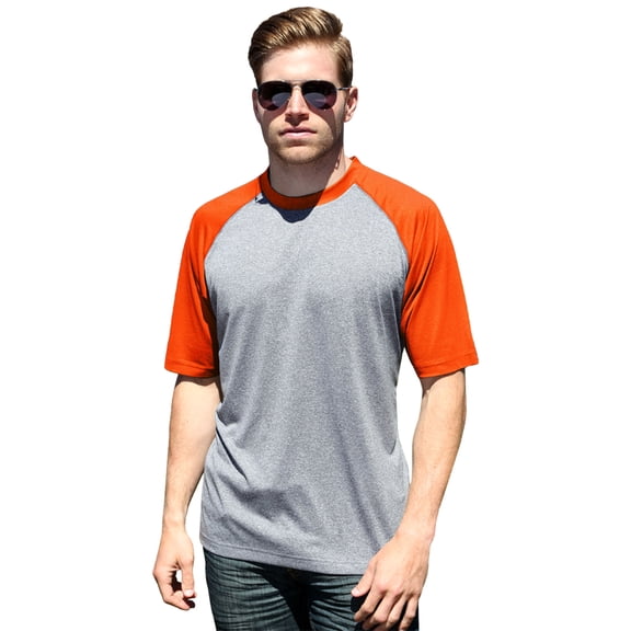 BlueGeneration Adult Color Block Wicking T - Safety Orange Extra Large Solid