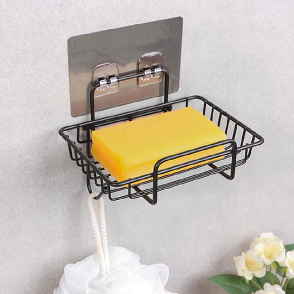 COMPUKAS 1Ud Soporte De Jabón De Pared Negro Para Estante Para Almacenaje Y Drenaje