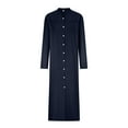 thumbnail image 4 of Women's Plus Size Button Down Dress Solid Color Stand Collar Straight Dresses Loose Casual Ankle Length Dress with Pockets, 4 of 6
