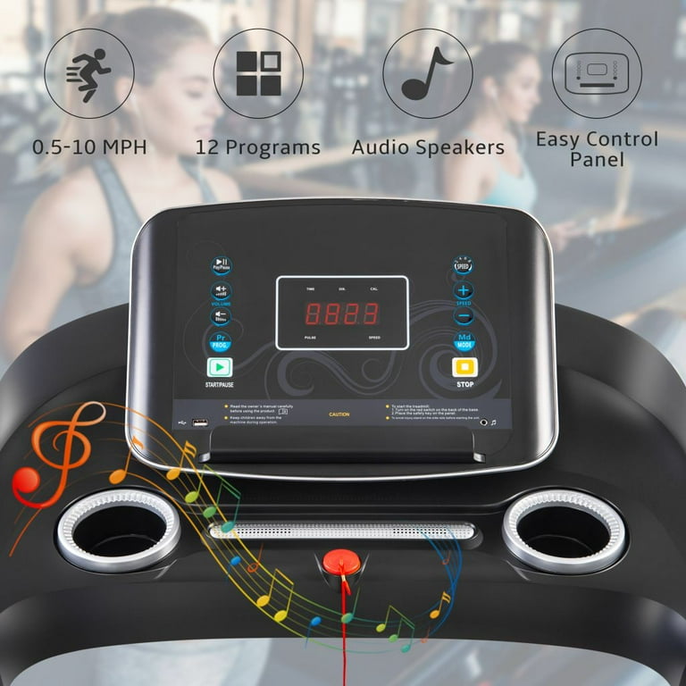 Electric Motorized Treadmill with Audio Speakers Max. 10 MPH and