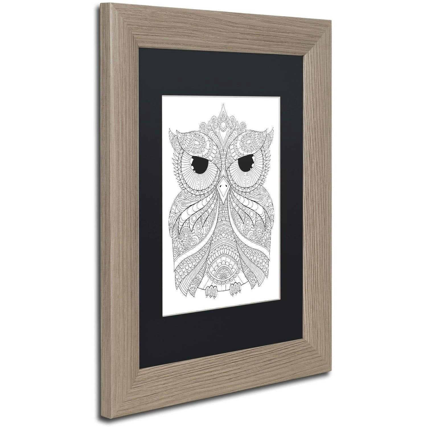 Trademark Fine Art "Night Owls 4" Canvas Art by Hello Angel, Black Matte, Birch Frame