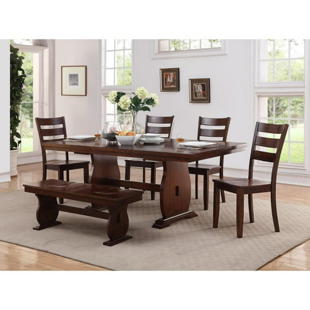 Benzara Birch Veneer Rubber Wood Dining Table Walmart Com Walmart Com
