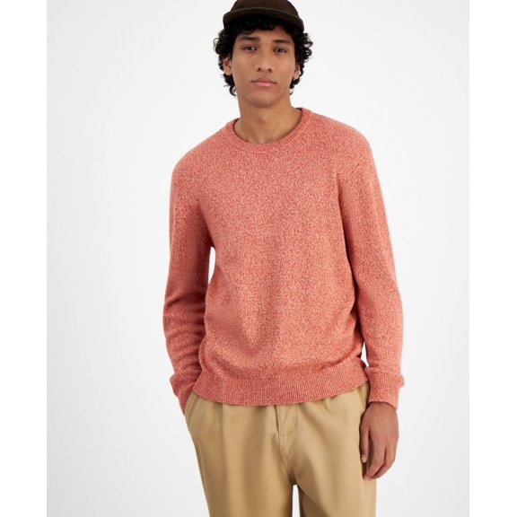 Mode of One Men's Long-Sleeve Relaxed Crewneck Sweater Tangerine Tango-Large
