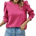 thumbnail image 1 of SNKSDGM Chandail en Molleton Femme Chandails en Molleton Courts Doux pour Femmes Grande Taille Chandail en Molleton à Manches Longues Col Rond Texture Ample Long Chandail Chandail en Molleton TTG, 1 of 7
