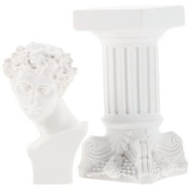OUNONA 1Set Lightweight White Resin David Figurine with Roman Column for Garden Decor