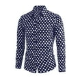 thumbnail image 2 of INSPIRE CHIC Men's Shirt Polka Dots Pattern Point Collar Long Sleeve Button Down Shirt 42 Navy Blue, 2 of 7