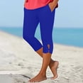 thumbnail image 2 of Lumtrix Capri Pants For Women Summer Stretch Tummy Control Workout Casual Leggings With Pockets Plus Size Athletic Gym Yoga Pant Blue 2XL, 2 of 5