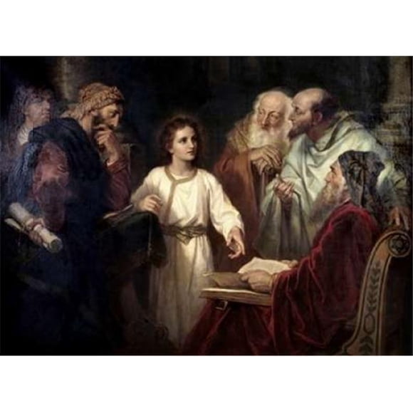 Christ dans le Temple à 12 Poster Imprimé par Heinrich Hofmann&44; 18 x 24 - Grand