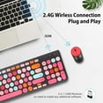 thumbnail image 2 of Wireless Keyboard and Mouse Combo, Retro Typewriter with Round Keycaps, 2.4GHz USB Cute for Computer, Desktop, Laptop Computer (-Colorful), 2 of 4