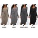 thumbnail image 5 of Vestido casual con cuello en V para mujer, manga larga, bolsillos en la cintura elástica, dobladillo Abanopi Gris/Grande, 5 of 7