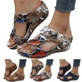 thumbnail image 5 of Summer Women Slippers Womens Flat Sandals Thick Bottom Wedge Heel Women's Summer Sandals Open Toe Breathable Lightweight Pool Sandals Women Slip on Comfortable Flowers Serpentine Print 8.5, 5 of 9
