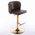 thumbnail image 3 of Newboti Furniture Swivel Barstools Adjusatble Seat Height, Modern PU Upholstered Bar Stools with the whole Back Tufted, for Home Pub and Kitchen Island（Brown, Set of 2） 80101, 3 of 16