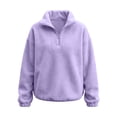 thumbnail image 3 of XuJwPNcy Sweatshirt for Women Soft Fleece Quarter Zip Pullover Long Sleeve Lapel Tops Fall Winter Outfits Ladies Sports Clothes, 3 of 6