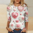 thumbnail image 2 of Valentines Day Shirt for Women Women's 3/4 Length Sleeve Blouses V Neck Shirts for Women Women Shirts Casual Sales Today, 2 of 5