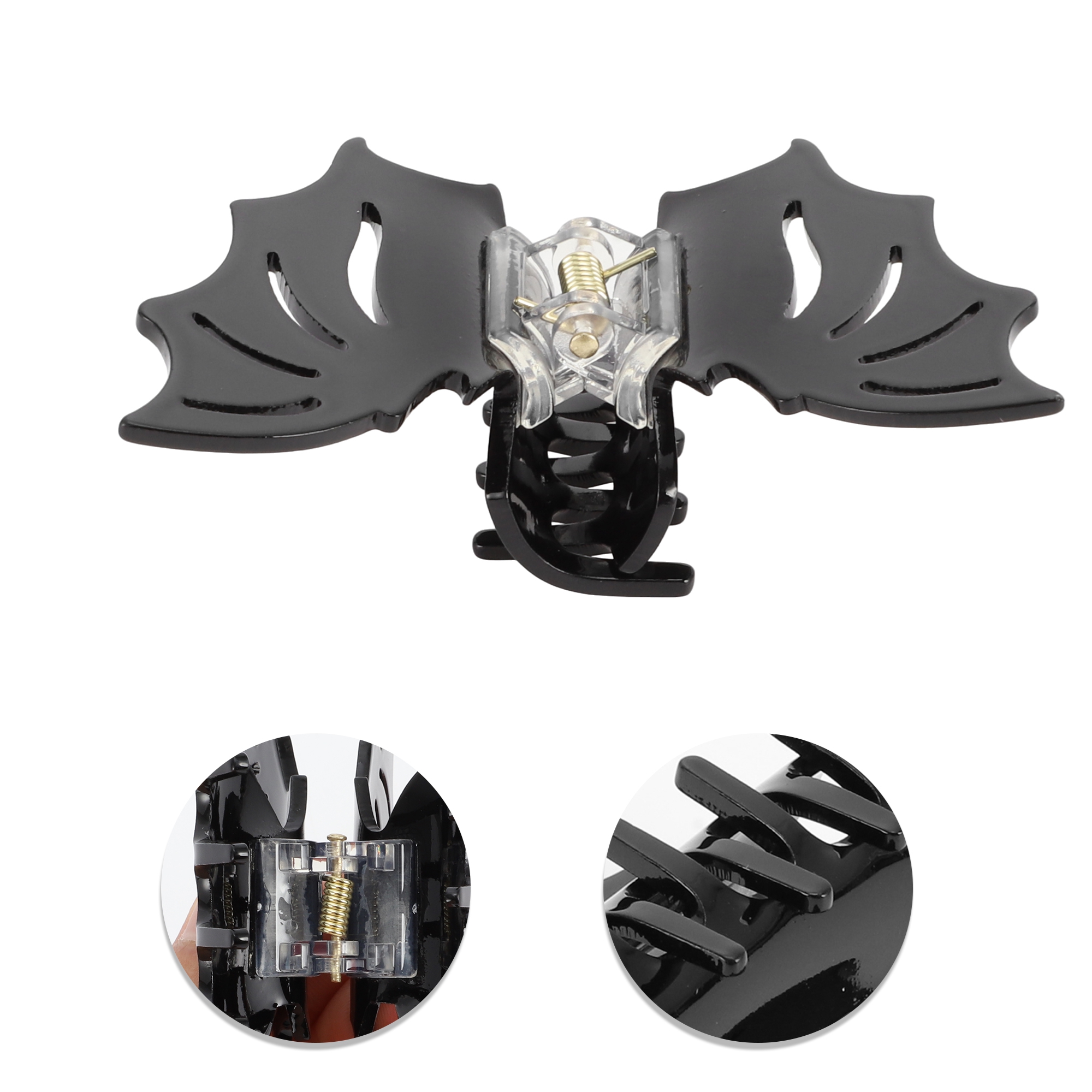 Unique Bargains 1pc Bat Style Hair Clips Hairdo Clip for Women Black